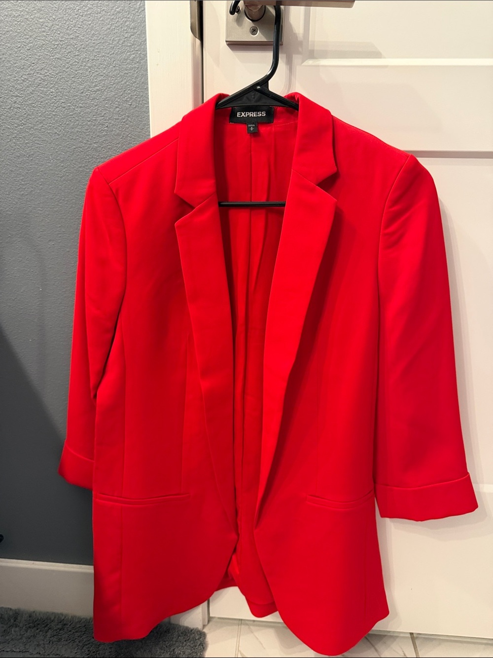 Express Women's Bright Red Open-Front Blazer